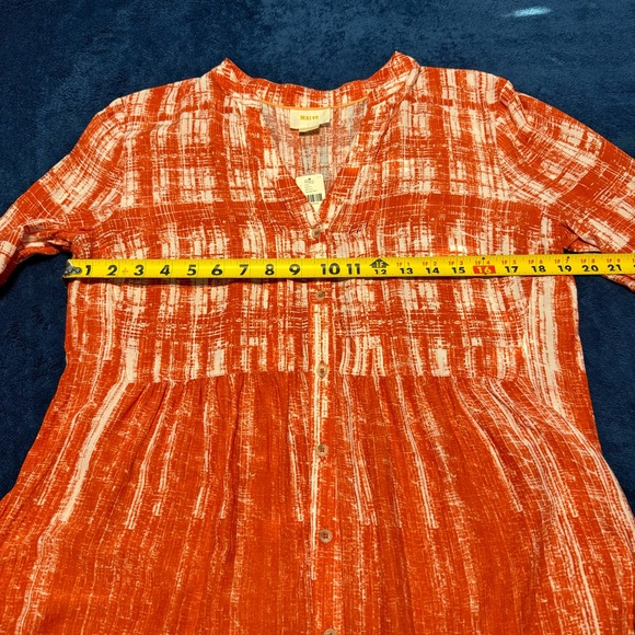 LAST CHANCE 11/1/25 NWT! Anthro Calia Top button down shirt hi lo red orange 12p - Picture 11 of 15